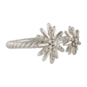 David Yurman Diamond Starburst Bypass Ring - Size 7 (Excellent Condition)